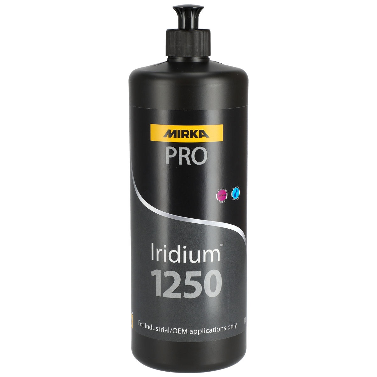 Mirka PRO Iridium 1250 Polishing Compound 1 liter bottle for clear coat, lacquer, top coat, and polyurethane high gloss polishing applications