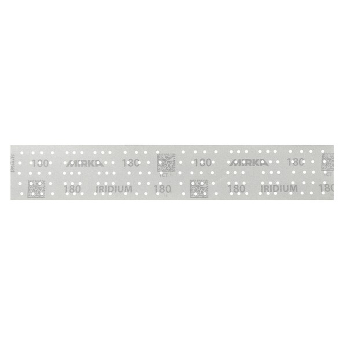 Mirka 24-38P-400 Iridium sandpaper sheet in 2.75 x 15.75 inch grip format with 140-hole perforation for fine sanding and dust extraction on compatible sanding equipment