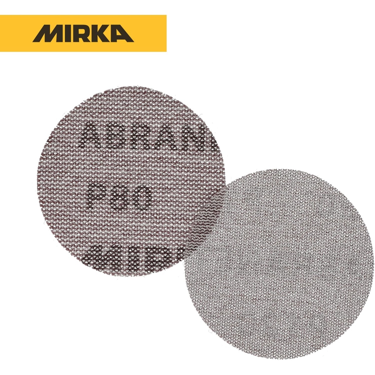 Mirka Abranet Net Grip Disc 3 Inch Grit 80 showing mesh sanding disc faces for hook and loop orbital sander use