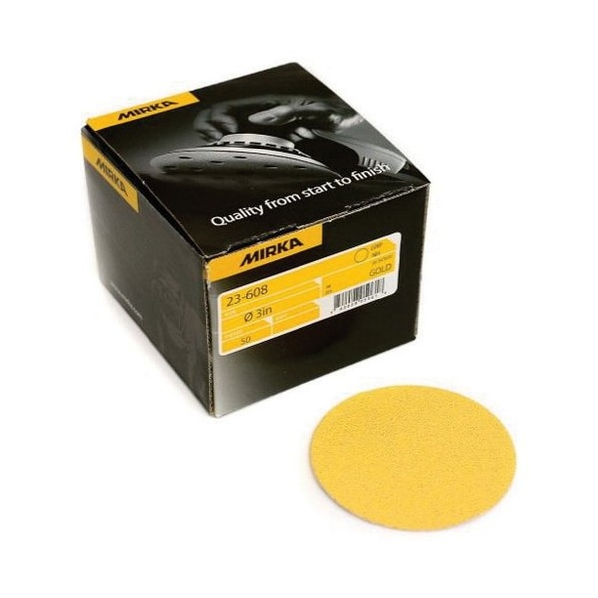 Mirka 23-608-800 23 Series Grip-On Sanding Disc 3 inch P800 abrasive disc for fine surface prep and finish sanding in shop use