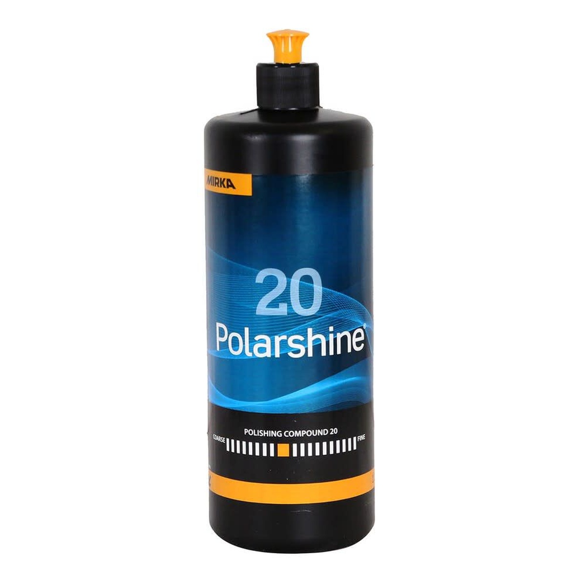 Mirka Polarshine 20 1L Polishing Compound bottle for automotive polishing and scratch removal on clear coat finishes