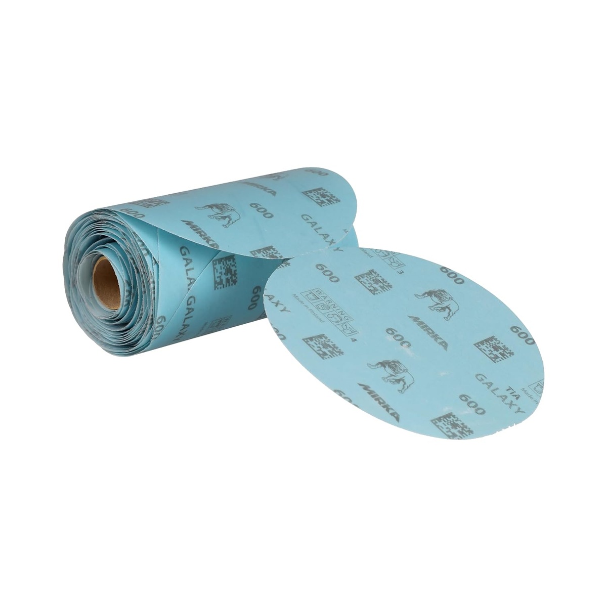 Mirka Galaxy 6-Inch 600 Grit PSA Sanding Discs roll and loose disc for fine sanding on epoxy resin, wood, and metal in shop finishing work