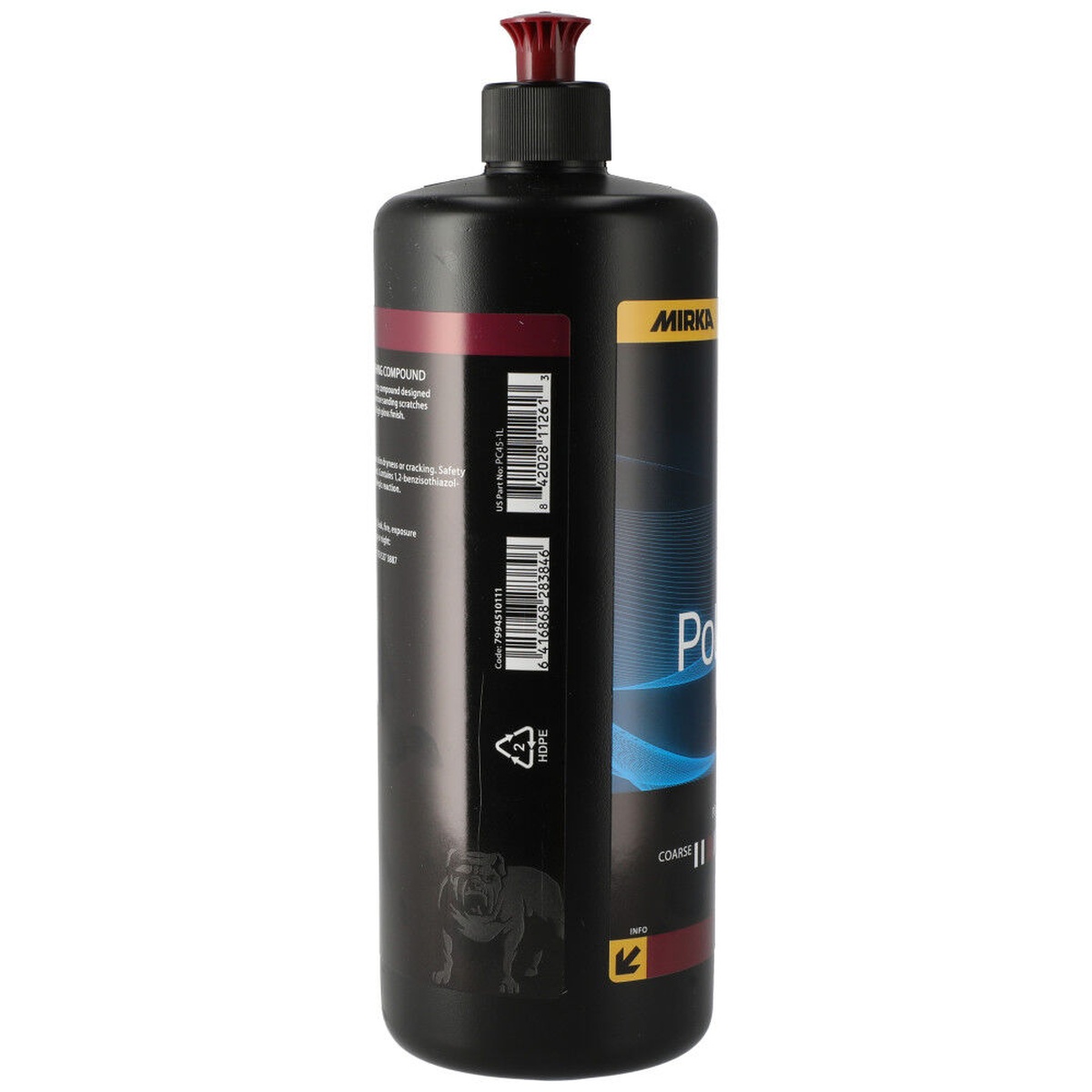 Mirka POLARSHINE 45 Polishing Compound 1L container for shop use on coated hard surfaces and gel coat restoration