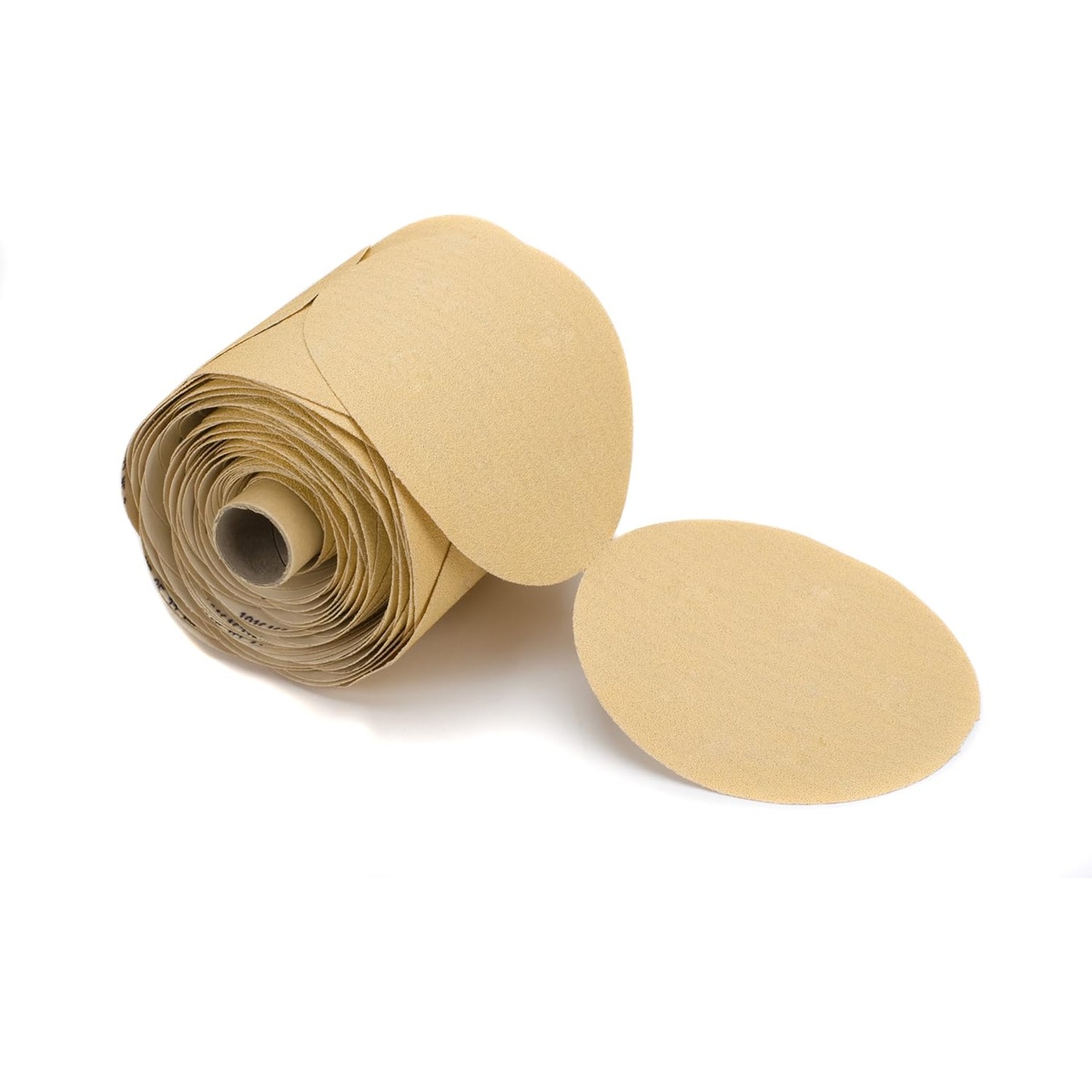 Mirka 23-314-120 5-inch P120 PSA sanding disc roll with adhesive-backed discs for wood and metal sanding in shop finishing and surface preparation work
