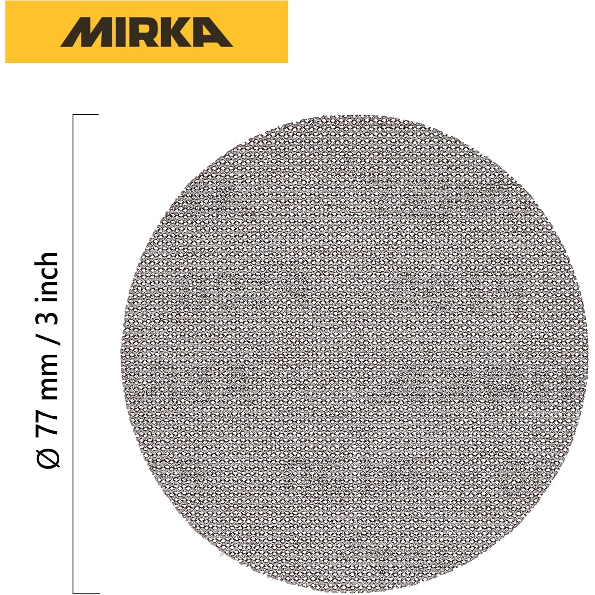 Mirka Abranet 9A-203-600 3 inch P600 mesh sanding disc shown full face for detail sanding and finish prep