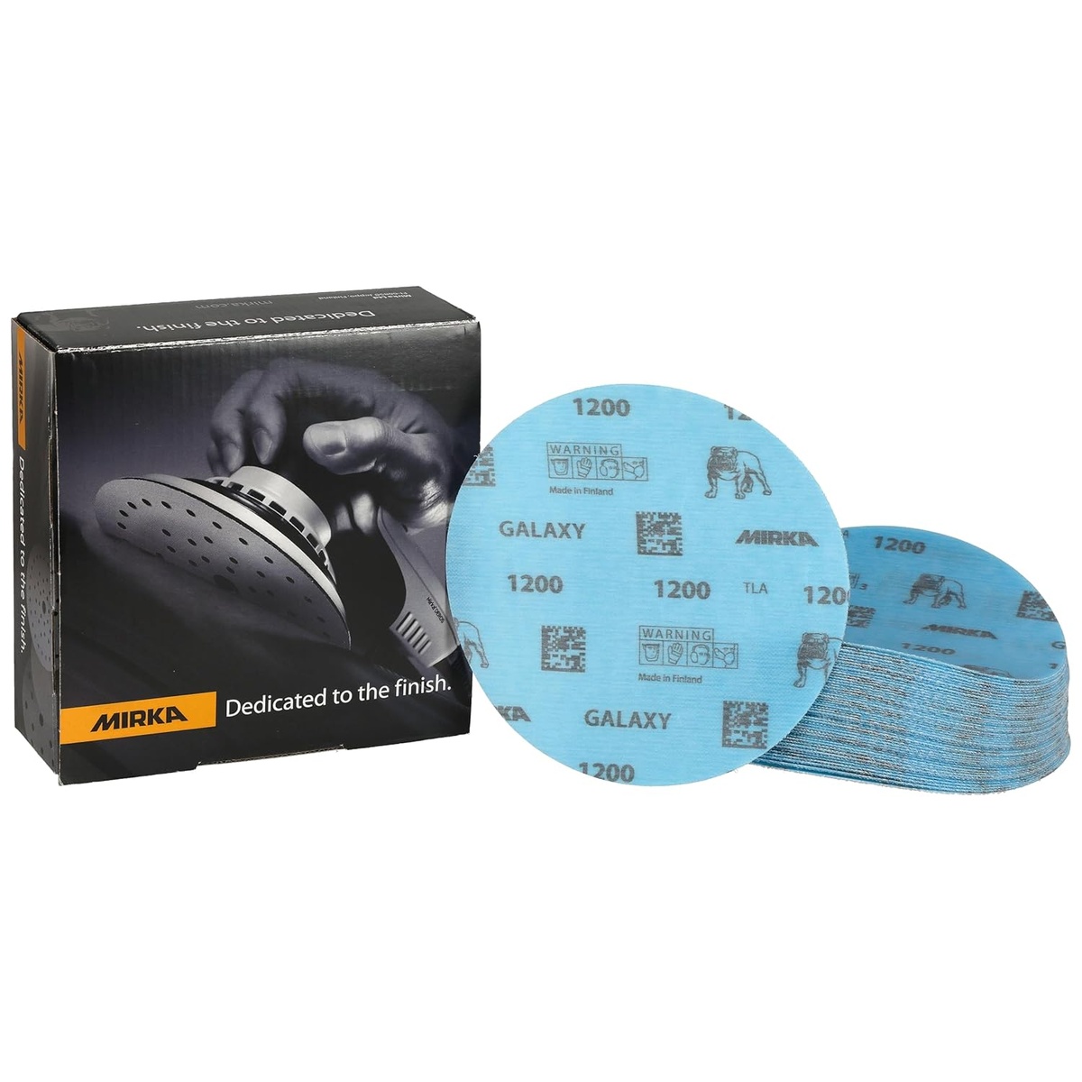 Mirka Galaxy 6 inch 150mm Grit 1200 Hook and Loop Sanding Disc pack with 50 discs for fine surface finishing in wood, resin, and metal work