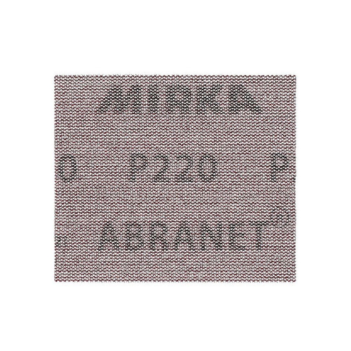 Mirka Abranet 4 Inch x 3 Inch P180 Grit Sanding Sheet, 50 Pieces close view of mesh abrasive sheet for detail sanding on filler, primer, paint, and wood