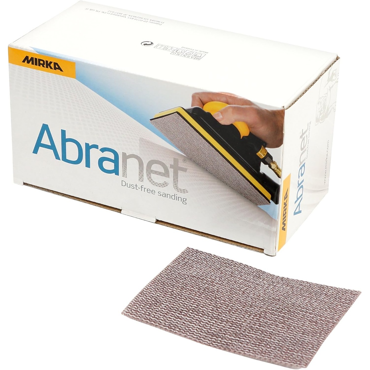 Mirka 9A-129-320 3 x 4-Inch 320 Grit Mesh Abrasive Dust Free Sanding Sheets box with mesh sanding sheet for fine surface prep in shop and finishing work