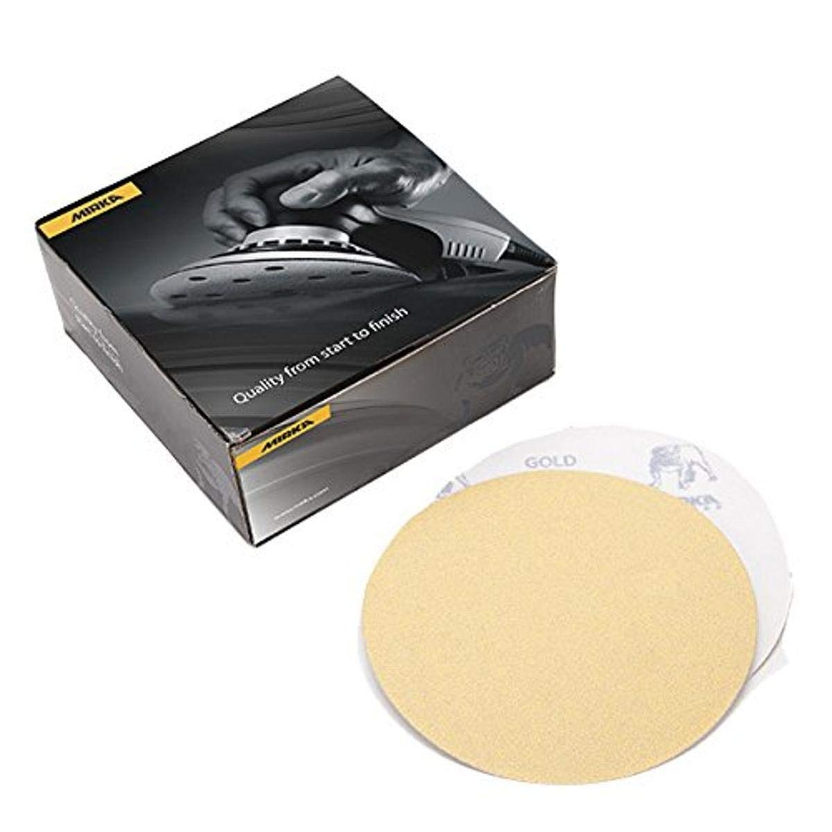 Mirka 23-622-500 Gold 6 inch grip sanding disc pack for fine finish sanding with hook and loop backing in workshop finishing applications