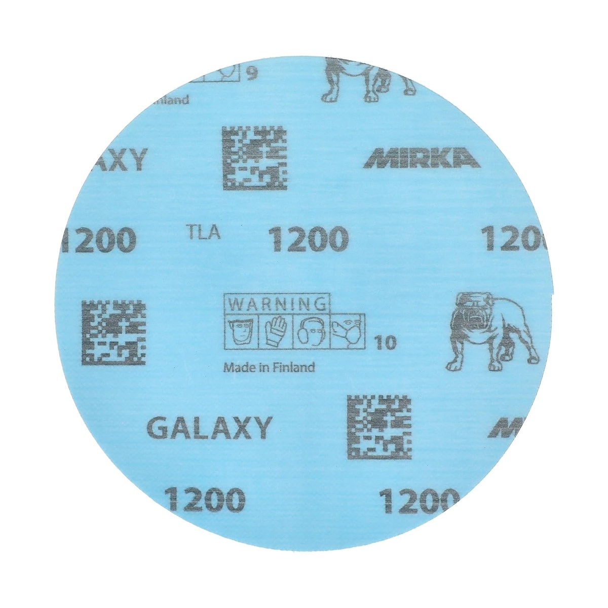 Mirka Galaxy 5 Inch Sanding Discs 1200 grit close view of abrasive face for anti-clog sanding on primers, paint, and resin materials