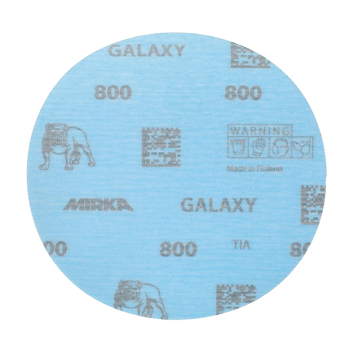 Mirka Galaxy 5 in 800 grit sanding disc for finish sanding on wood, paint, primer, epoxy, and metal in shop and refinishing work