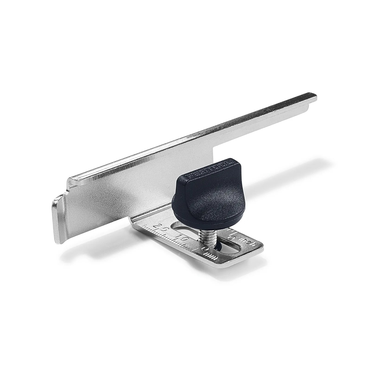 Festool Rebate Depth Stop FA-EHL planer accessory showing the adjustable scale and rotary knob for setting rebate depth during door and window planing work