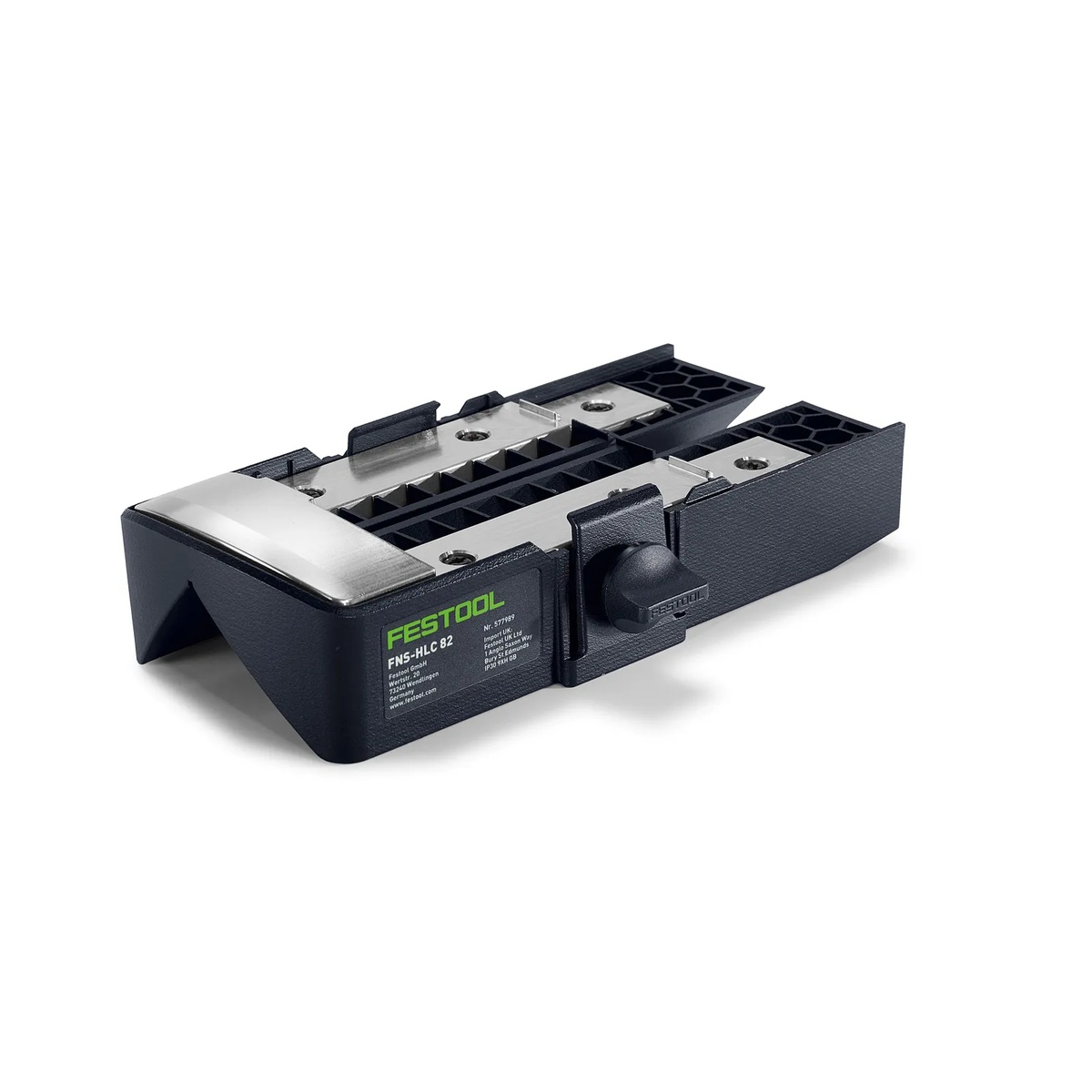 Festool FNS-HLC 82 chamfer adaptor product detail showing the accessory body and guide surfaces on a clean background