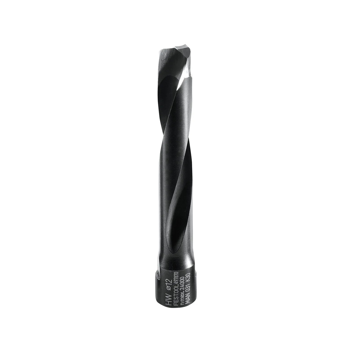 Festool 497870 Domino XL Cutter 12mm close-up showing carbide-tipped spiral cutter geometry for mortise cutting in woodworking applications