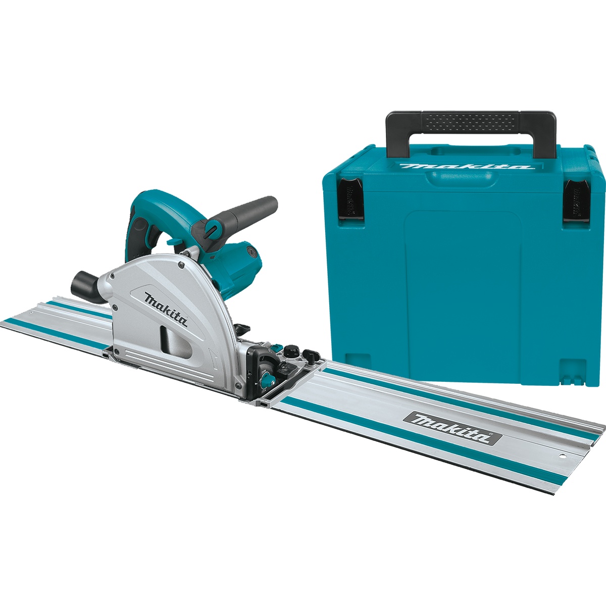 Makita SP6000J1 plunge circular saw kit with guide rail and stackable tool case for portable cabinet, trim, and remodeling work