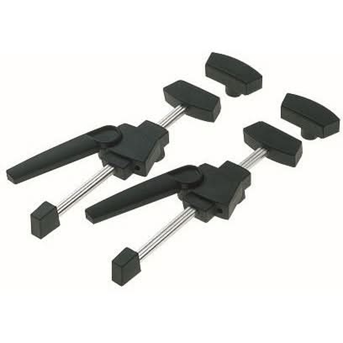 Festool 488030 Clamping Elements, 2-pack product shot showing the low profile clamp bodies, rods, and contact pads
