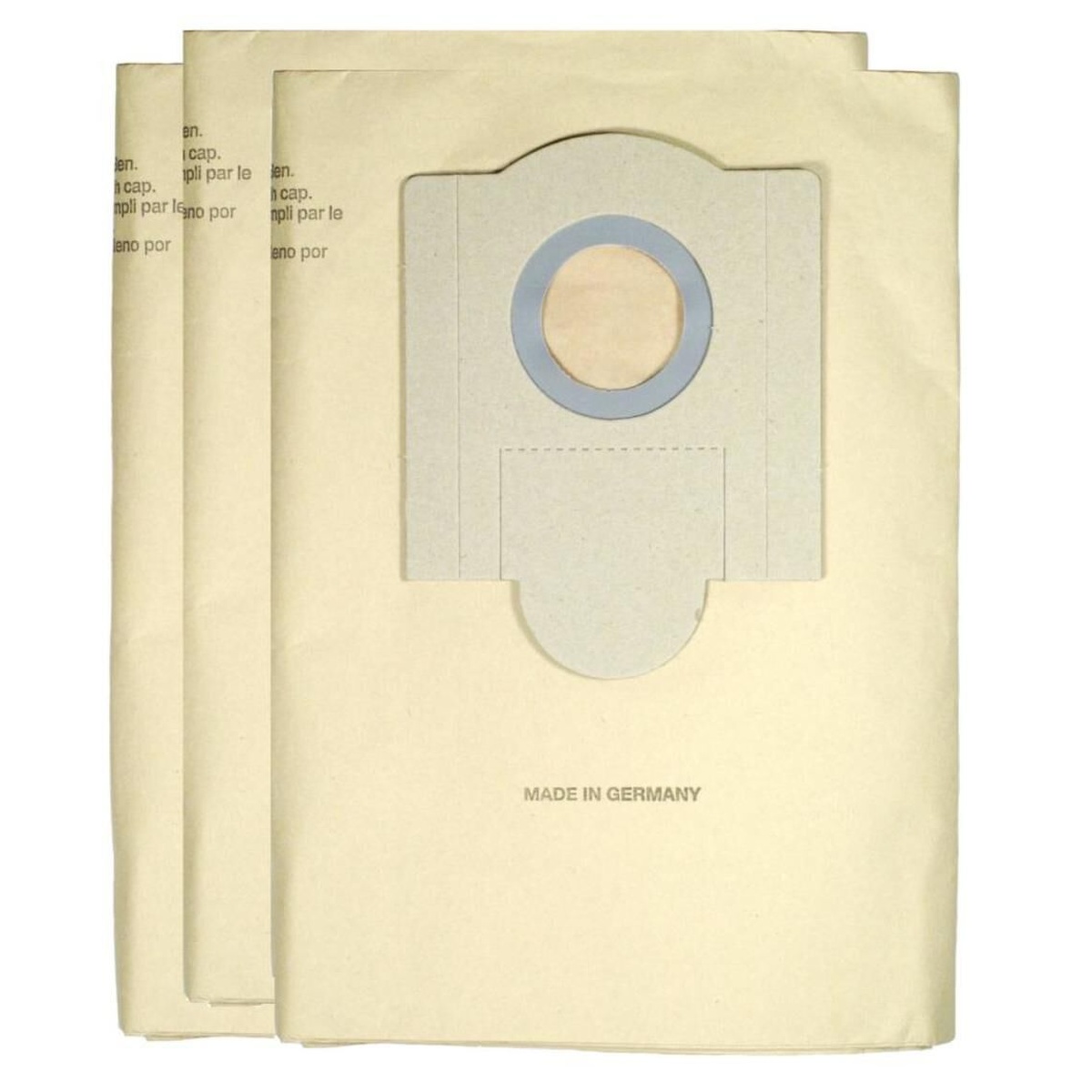 Fein 69908195014 dust bags for 9-55-13 and 92025, 3-Pack shown as replacement paper collection bags for dry debris cleanup in a compatible Fein Turbo II vacuum