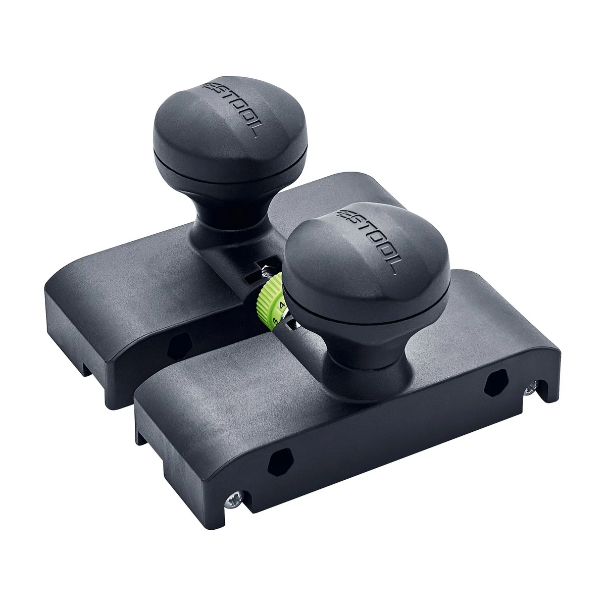 Festool 492601 Guide Stop OF 1400 close-up showing the fine adjustment control and guide handles on the router accessory