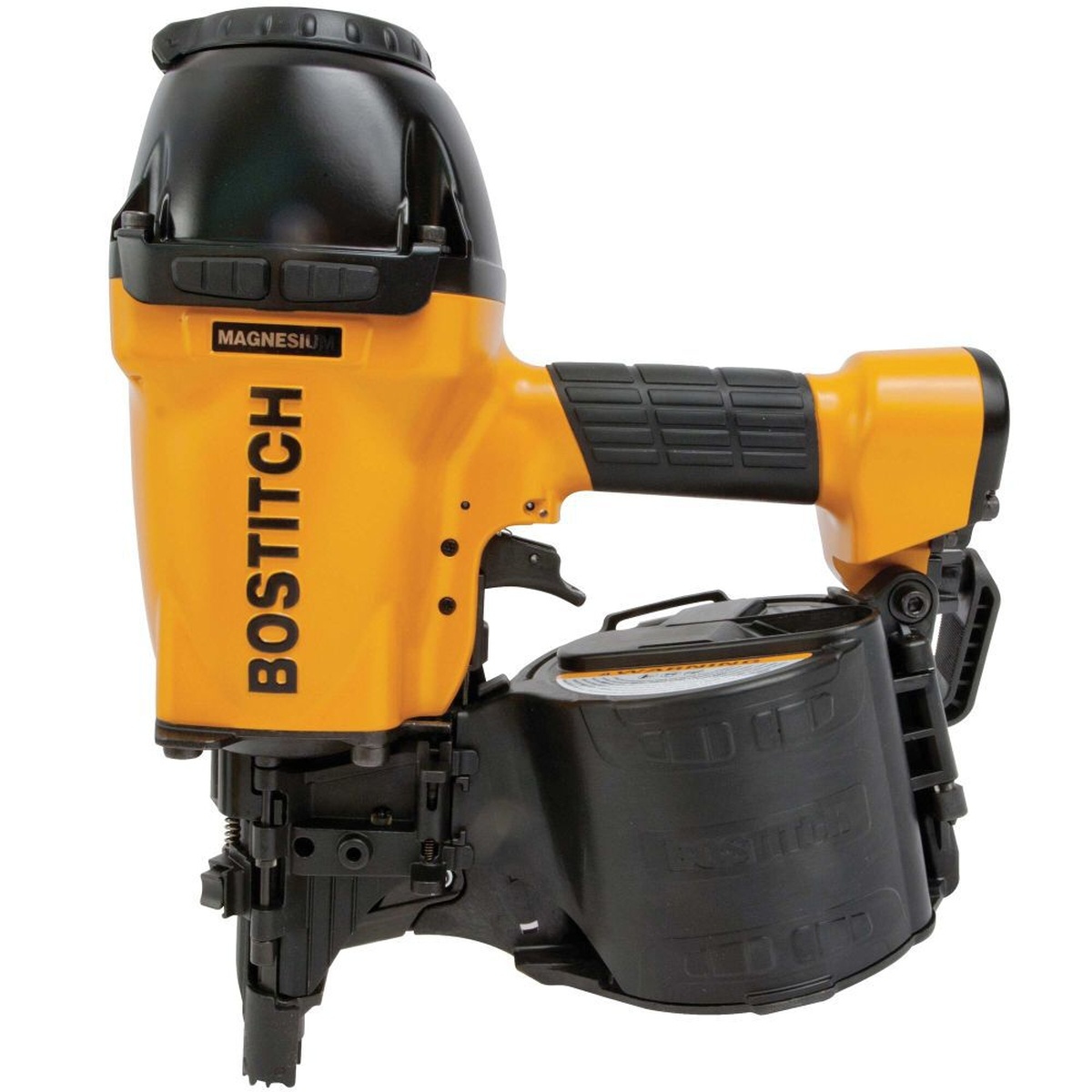 Bostitch N89C-1 High-Power Coil Framing Nailer product view showing the 15-degree pneumatic framing nailer body and coil magazine for structural wood fastening on framing and sheathing jobs