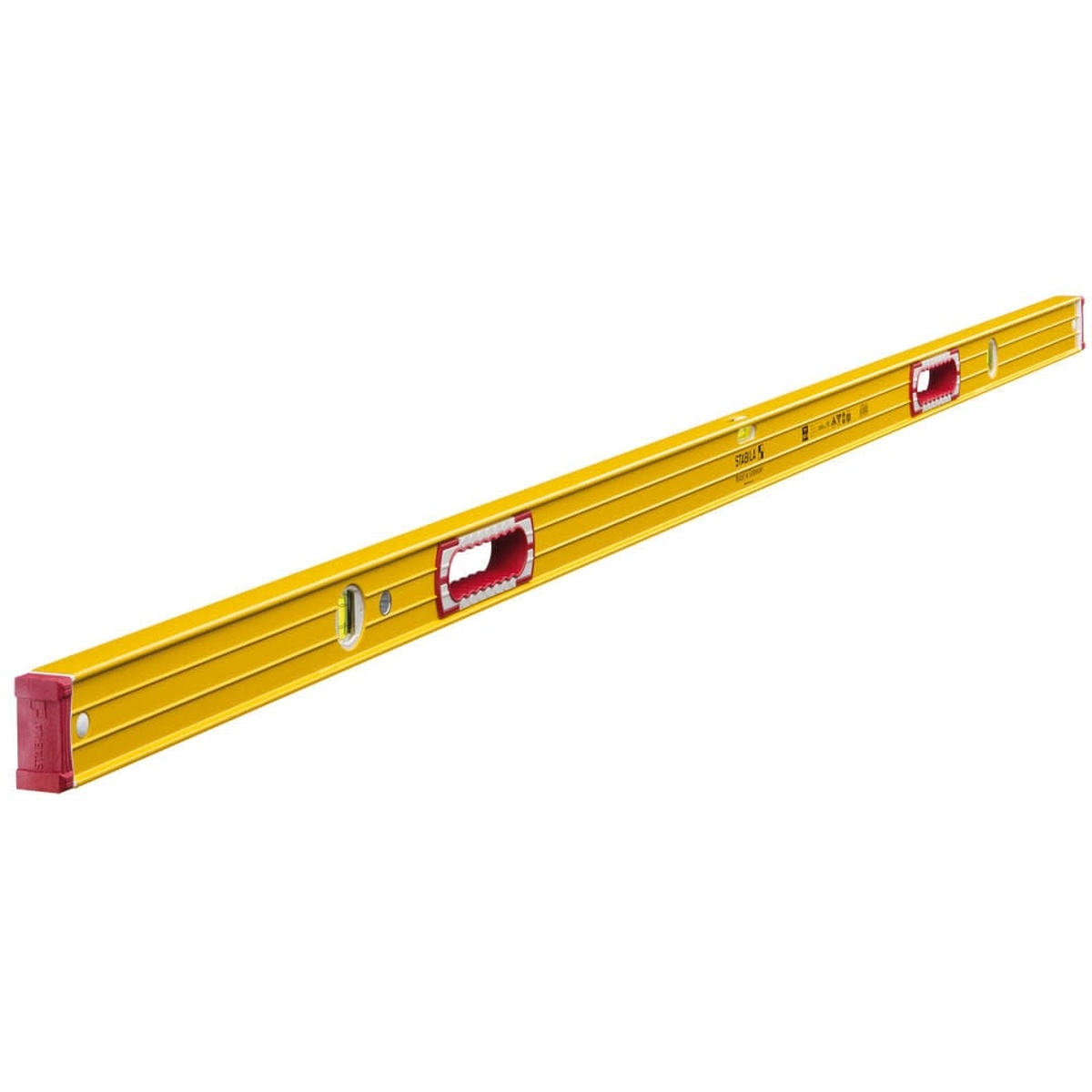 Stabila 37478 78-inch Type 196-2 Spirit Level shown as a full-length box beam level for framing and installation layout on the jobsite