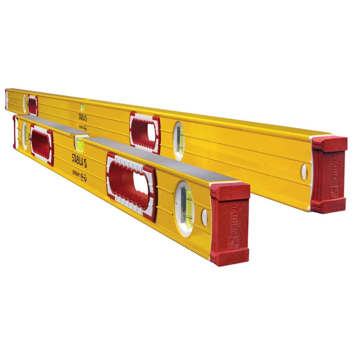 Stabila 37532 Type 196-2 2-Piece Jamber Spirit Level Set showing the 78 inch and 32 inch aluminum box beam levels on a clean background for door installation and framing layout