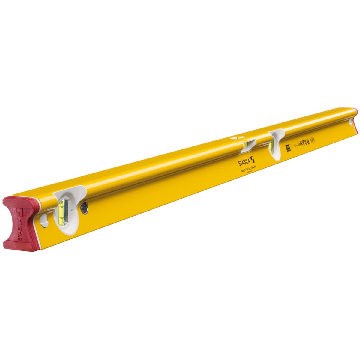 Stabila 41048 48-inch Type R300 R-Beam Spirit Level on a clean background showing the R-beam frame and shock-absorbing end cap