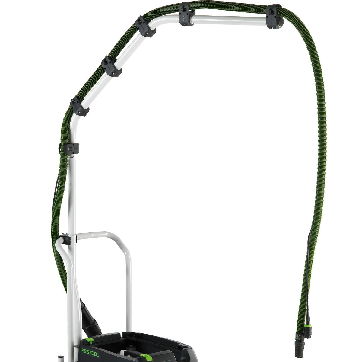 Festool 203153 CT Boom Arm Bundle Set close-up showing overhead hose routing and arm structure for CT 48 dust extractor use in woodworking