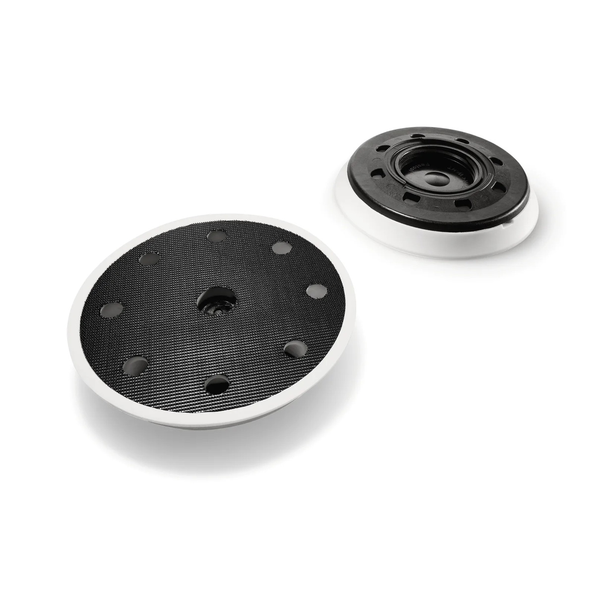 Festool 492125 RO125 FEQ StickFix Sanding Pad, Soft, 125mm (5 inch) close-up showing the 8-hole dust extraction pattern and pad profile on a clean background
