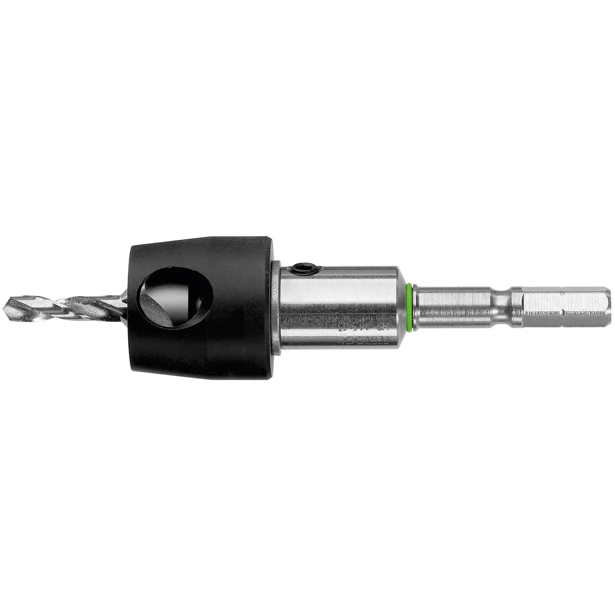 Festool 492523 CENTROTEC Countersink Drill Bit with Depth Stop 3.5 mm shown as a product close-up with drill bit, depth stop, and hex shank for wood screw hole preparation