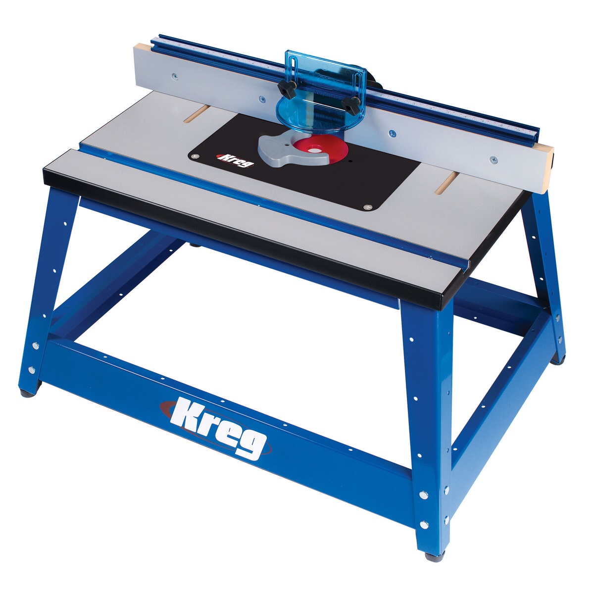 Kreg Tool PRS2100 Precision Benchtop Router Table set up with fence and insert plate for woodworking routing on a benchtop