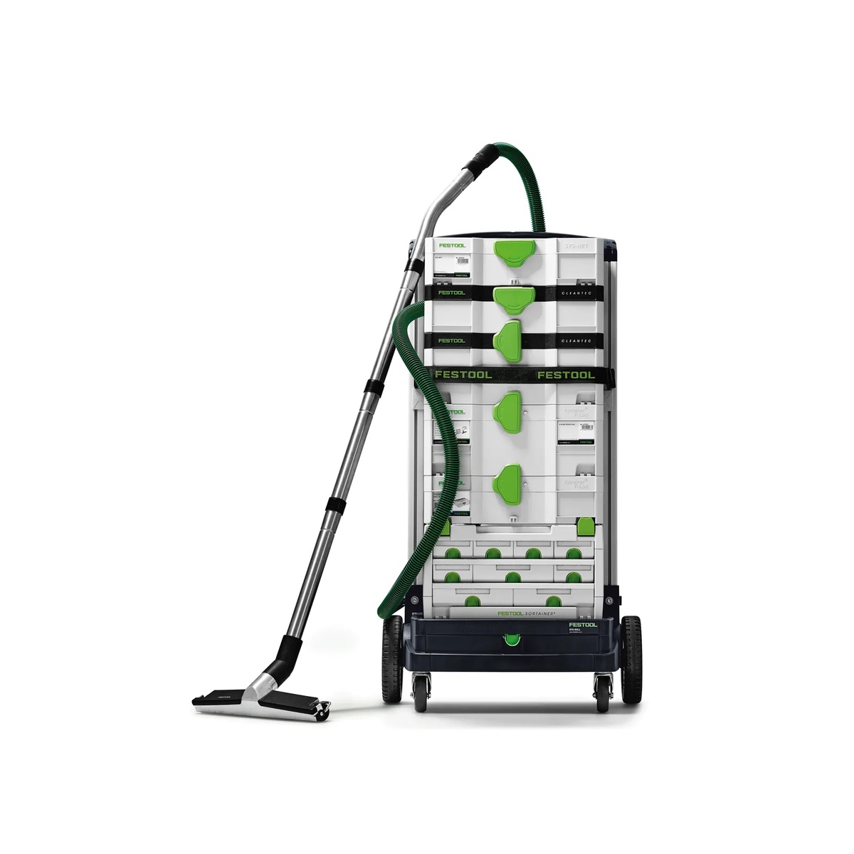 Festool 452908 Industrial Floor Nozzle attached to a Festool dust extractor and wand for floor cleaning in a shop setup
