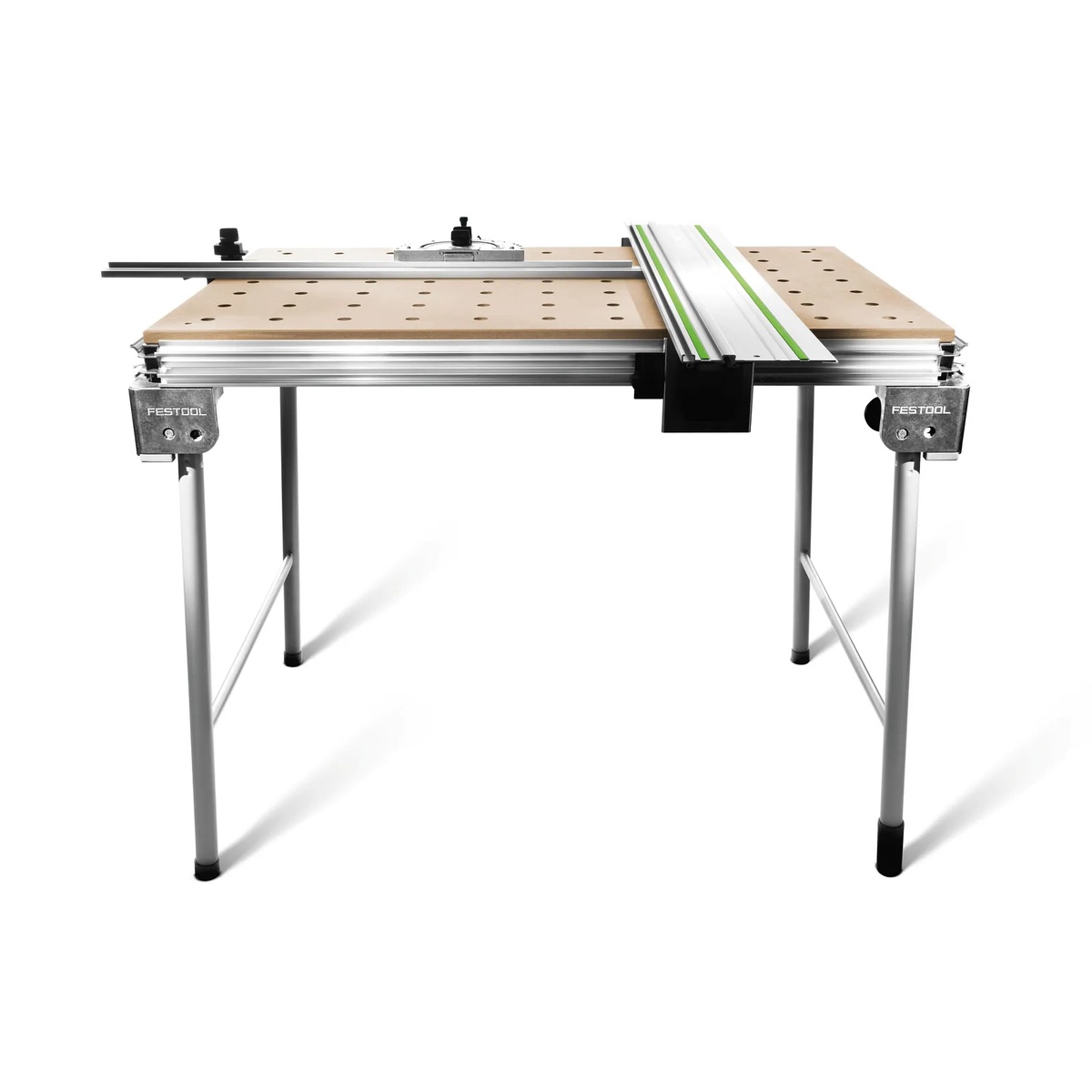 Festool 500608 Multifunction Table MFT/3 Basic set up with guide rail and fence for accurate material support in a workshop
