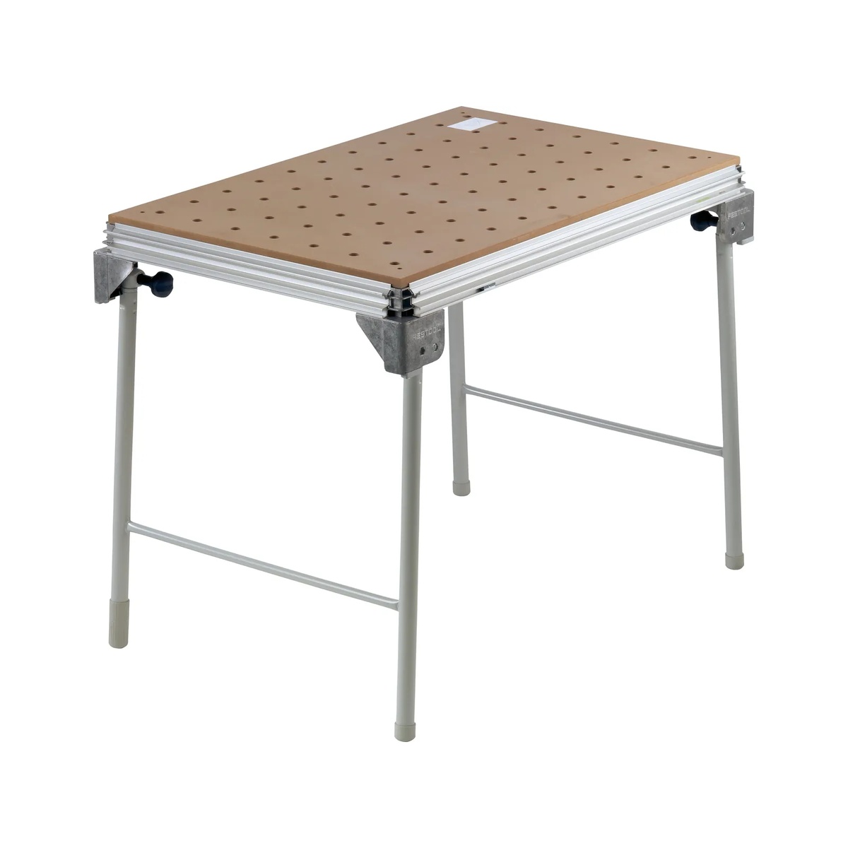 Festool 500608 Multifunction Table MFT/3 Basic shown as a portable folding workbench with perforated top and foldaway legs on a clean background
