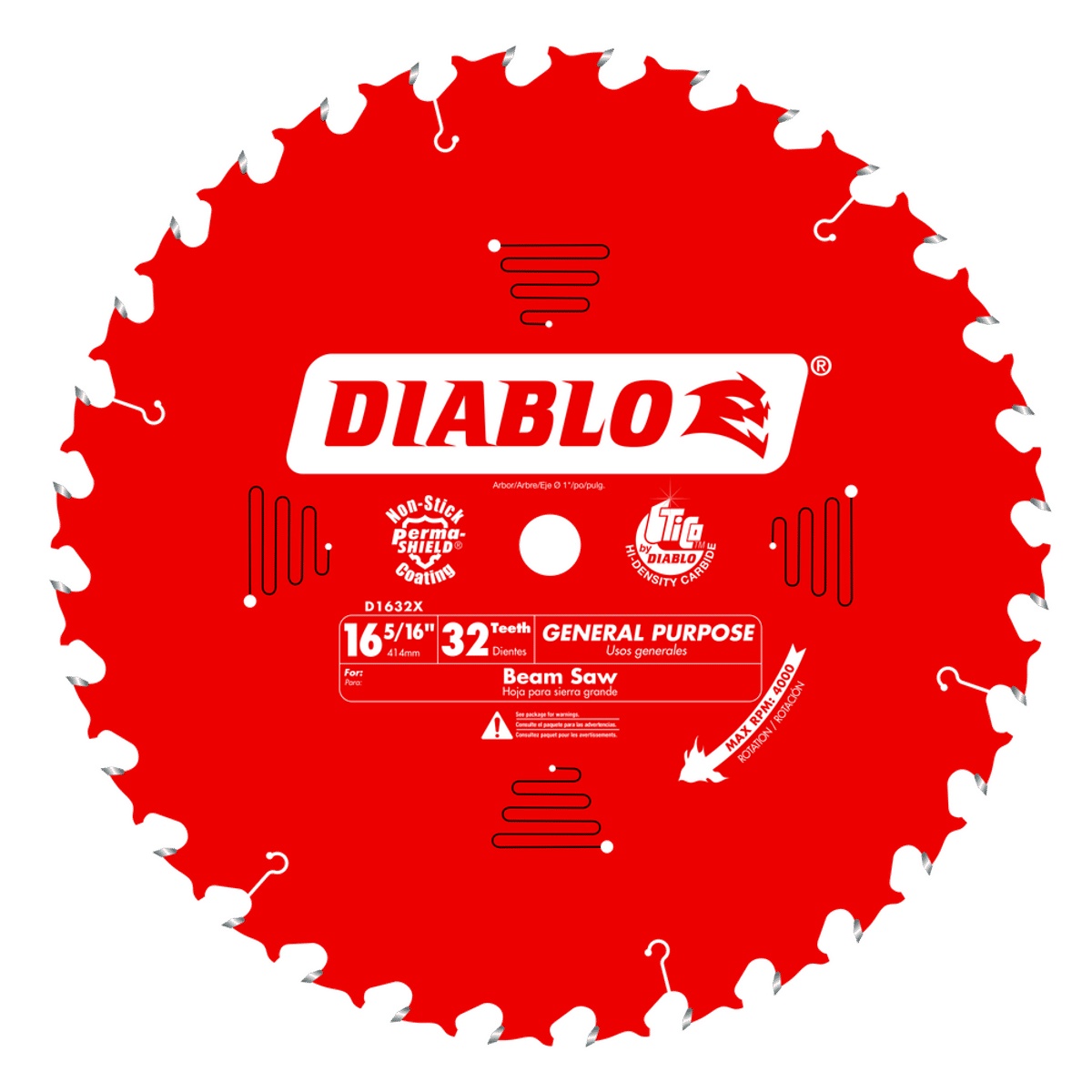 Diablo D1632X 16-5/16 in. x 32-Tooth General Purpose Saw Blade for Wood shown full size for beam saw timber framing cuts