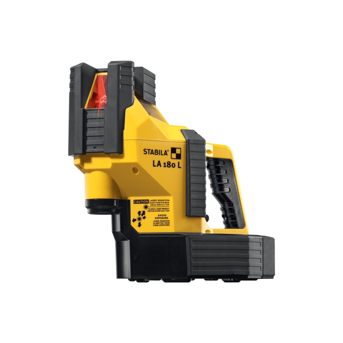 Stabila 02180 LA 180L Layout Laser Level Set close-up showing the corner-friendly housing design for positioning over corners and edges