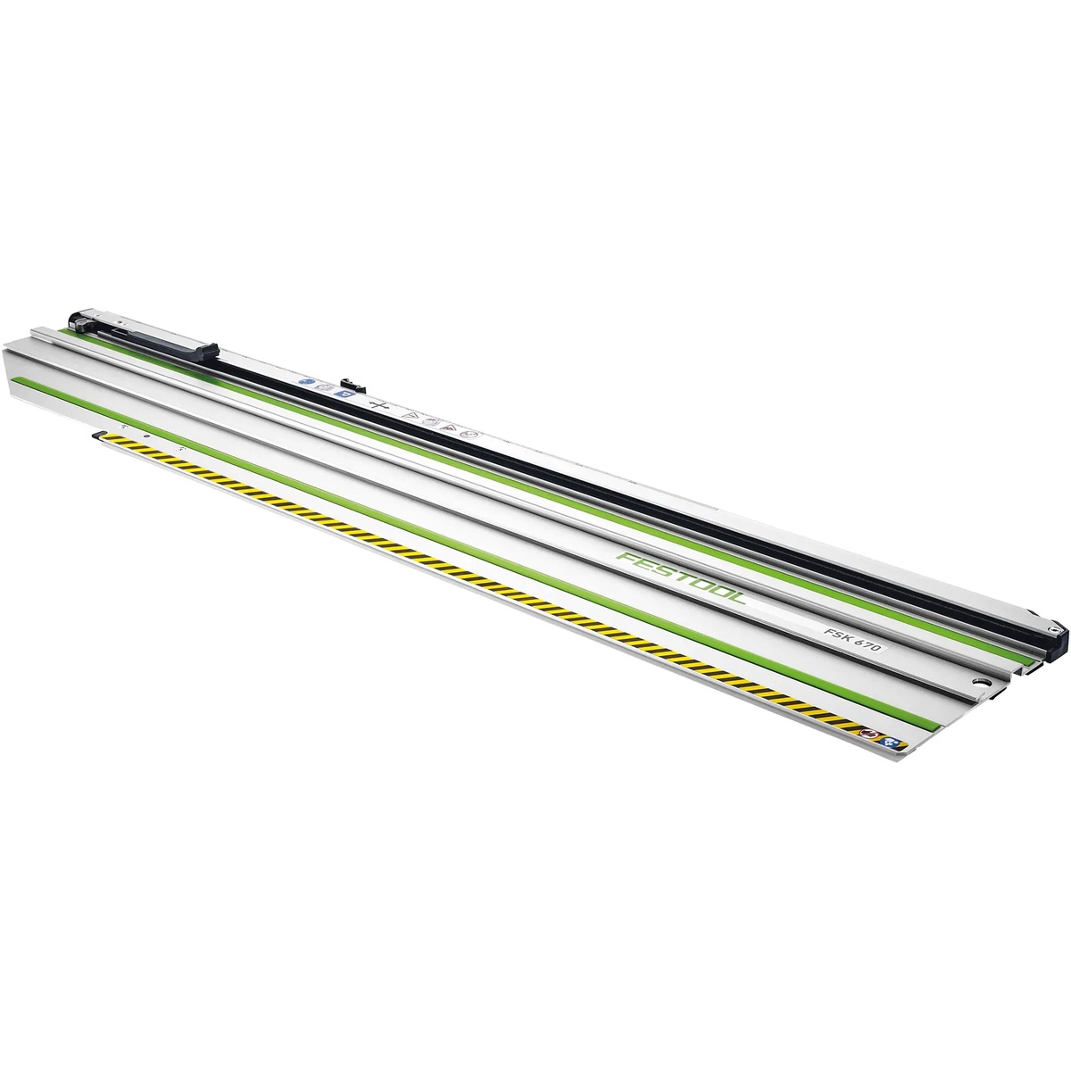 Festool 769943 FSK 670 Cross Cutting Guide Rail full product view showing the 26-3/8 inch rail body for portable guided crosscutting of trim, panels, and lumber