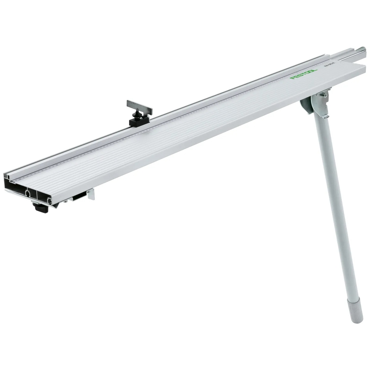 Festool 201180 KA-UG-R Right Side Kapex UG Extension shown as a telescoping right-side stock support with adjustable leg and stop for a KAPEX miter saw station setup