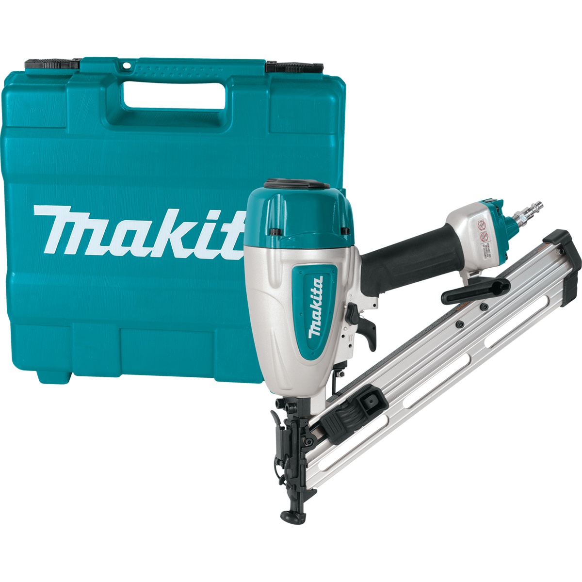Makita AF635 15 Gauge Angled Finish Nailer with hard case for transport and storage between trim installation and finish carpentry jobs