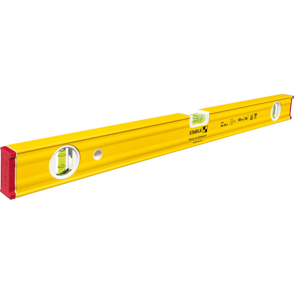 Stabila 29048 48 in. Type 80A-2 Non Magnetic Level product view showing ribbed aluminum frame and vial layout on a clean background