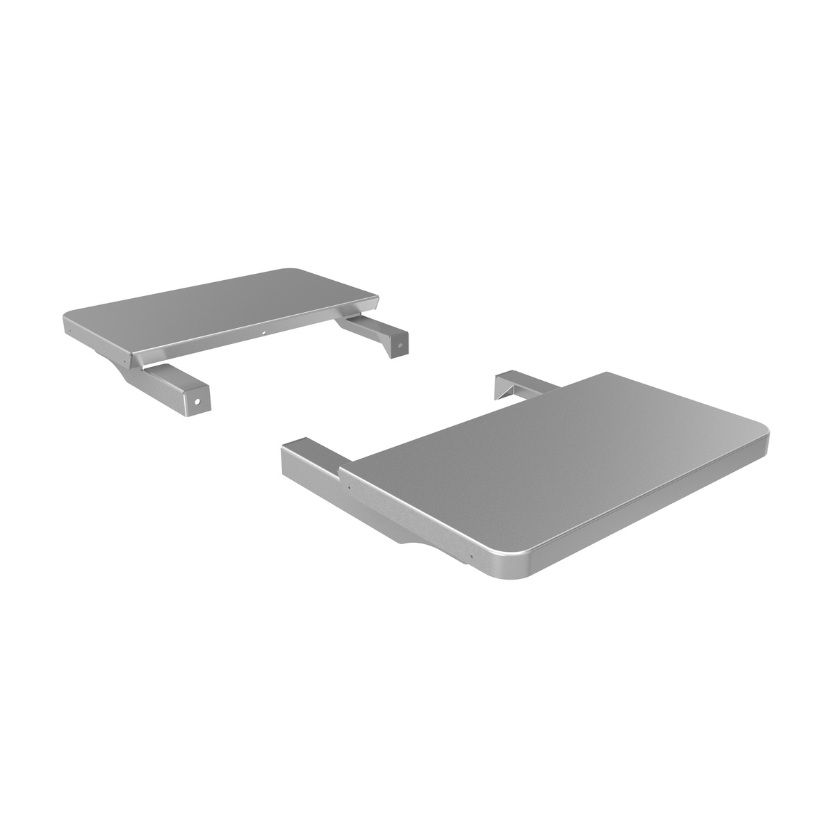 JET 723521 Infeed/Outfeed Tables for JET JWDS-1632 / JWDS-1836 shown as a pair of steel support tables for a drum sander setup in a workshop context