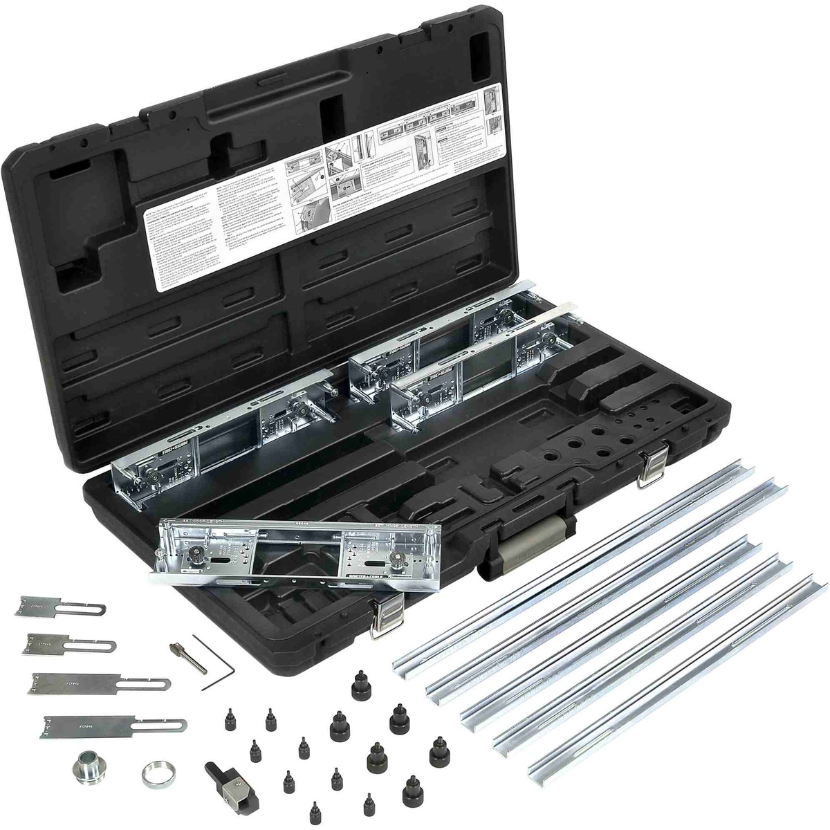 Porter Cable 59381 Hinge Butt Template Kit in carrying case with metal templates steel rails router bit guide and setup hardware