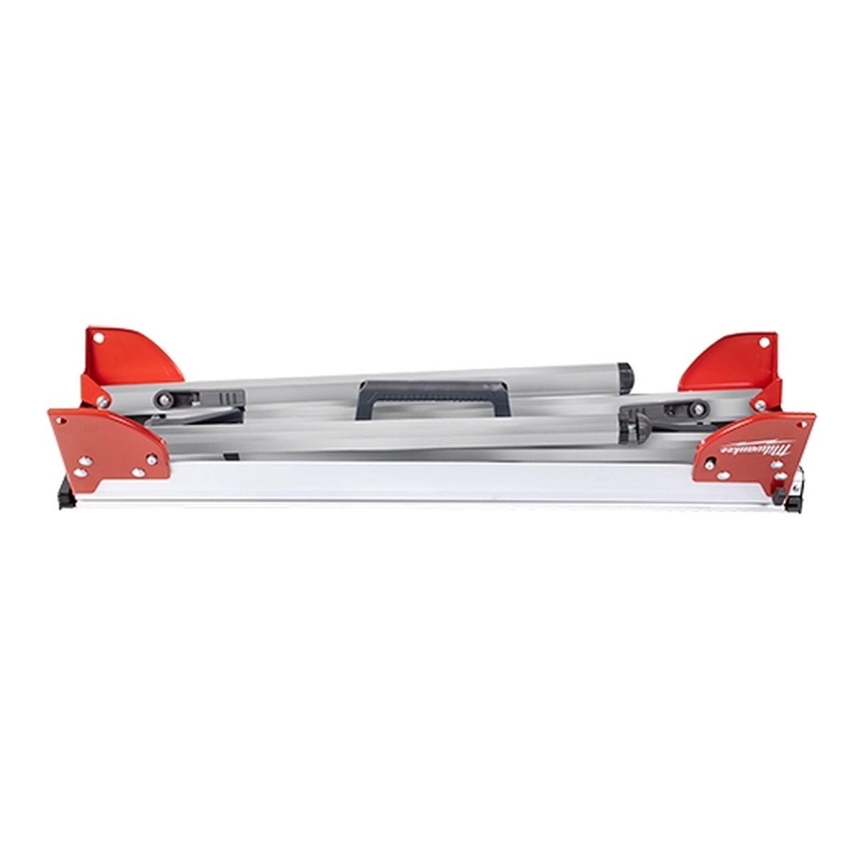 Milwaukee 48-08-0551 Folding Miter Saw Stand folded down for transport and storage in a truck, trailer, or workshop