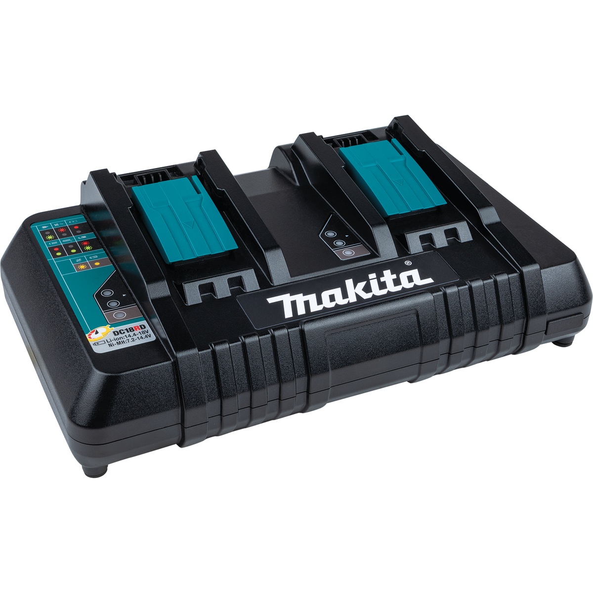 Makita dual port rapid charger included with the Makita XPS01PTJ kit for charging two 18V LXT batteries between jobsite cuts