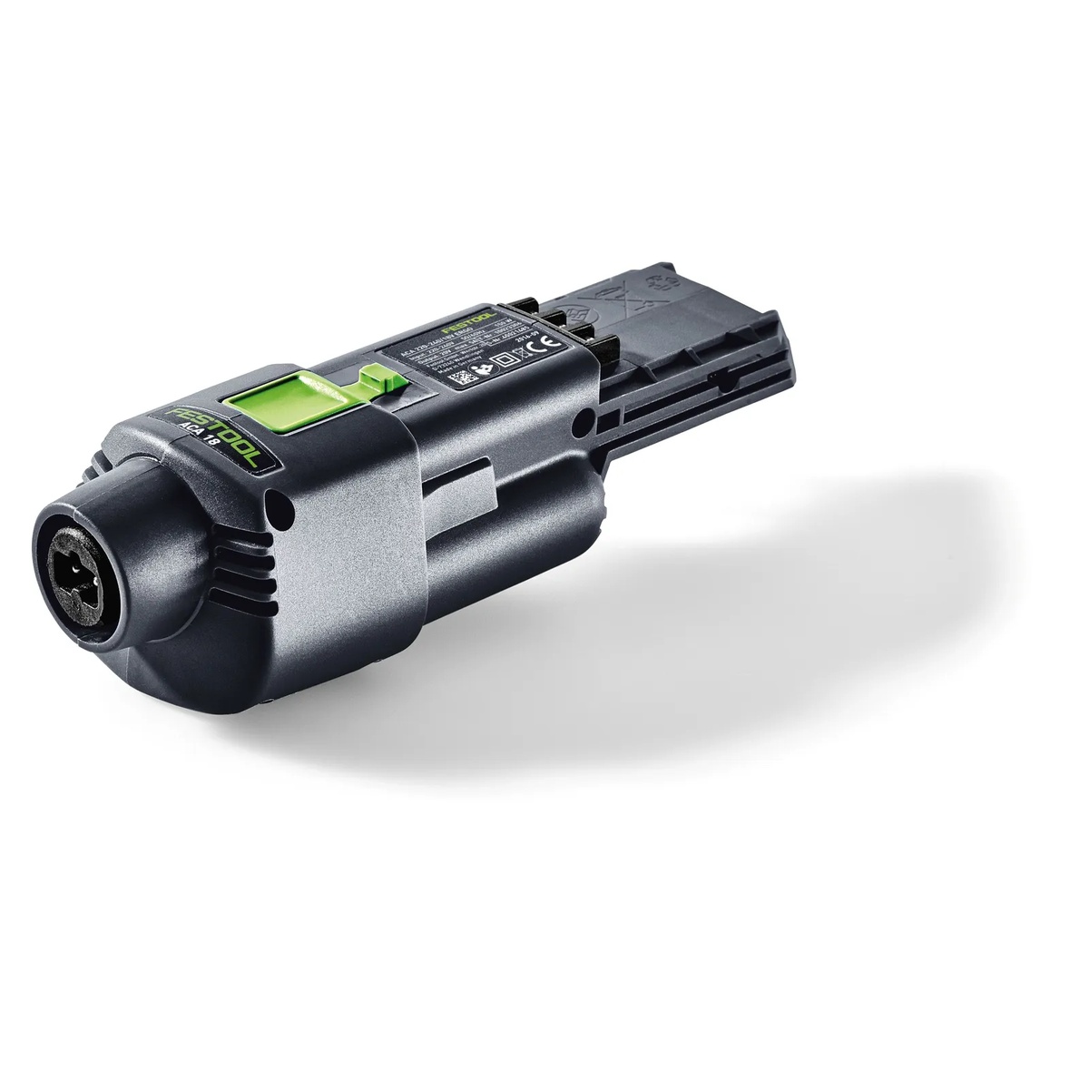 Festool 202502 18V ERGO AC Power Adapter shown as a close product view for powering a compatible Festool finish sander from an AC outlet in a shop or jobsite sanding setup