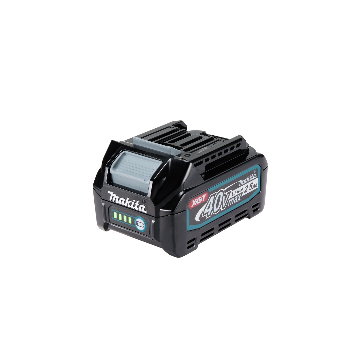 Makita BL4025 40V max XGT 2.5Ah Battery with built-in charge indicator, ready for cordless jobsite tool use