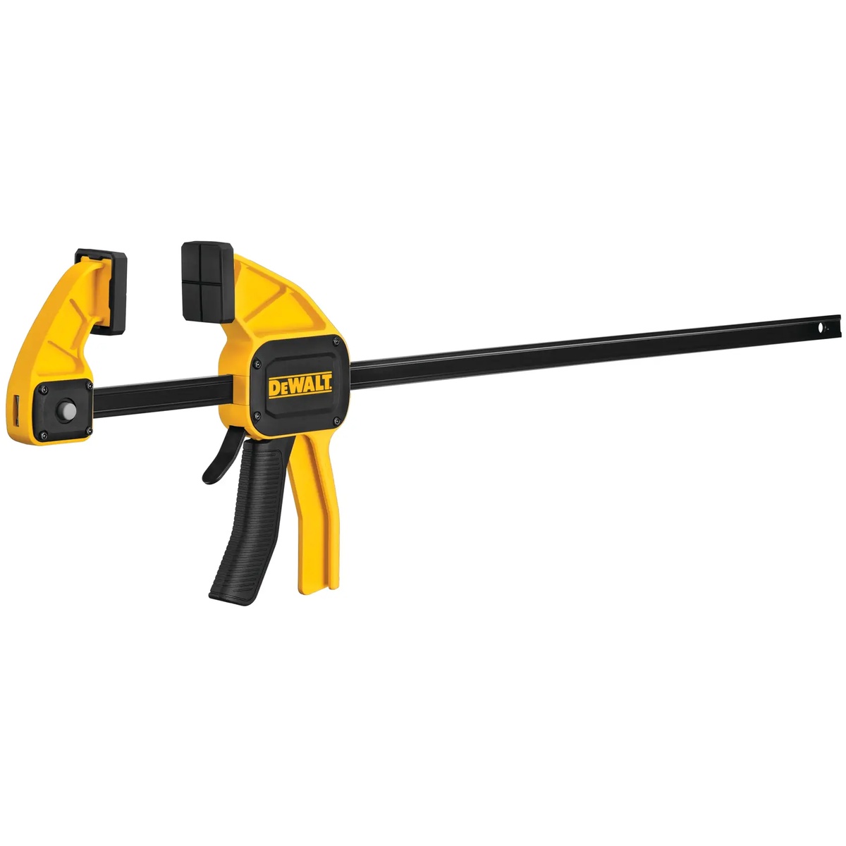 DEWALT 24-in. (600 mm) Large Trigger Clamp product view showing the bar clamp body, jaws, and steel bar on a clean background