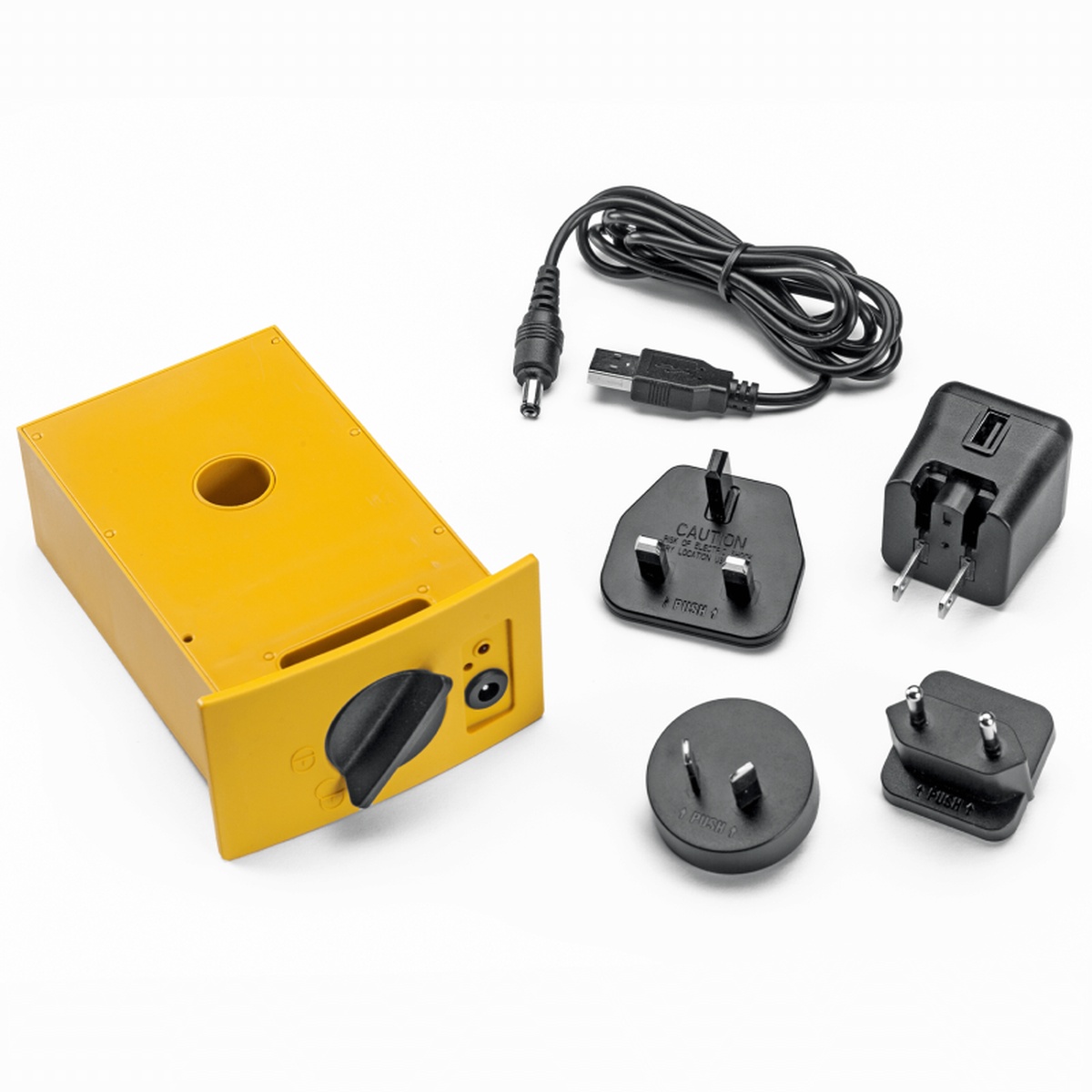 Stabila 07150 AE-LAR350 Li-ion rechargeable battery unit shown with plug adapter set for charging a STABILA LAR 350 rotary laser battery on the job