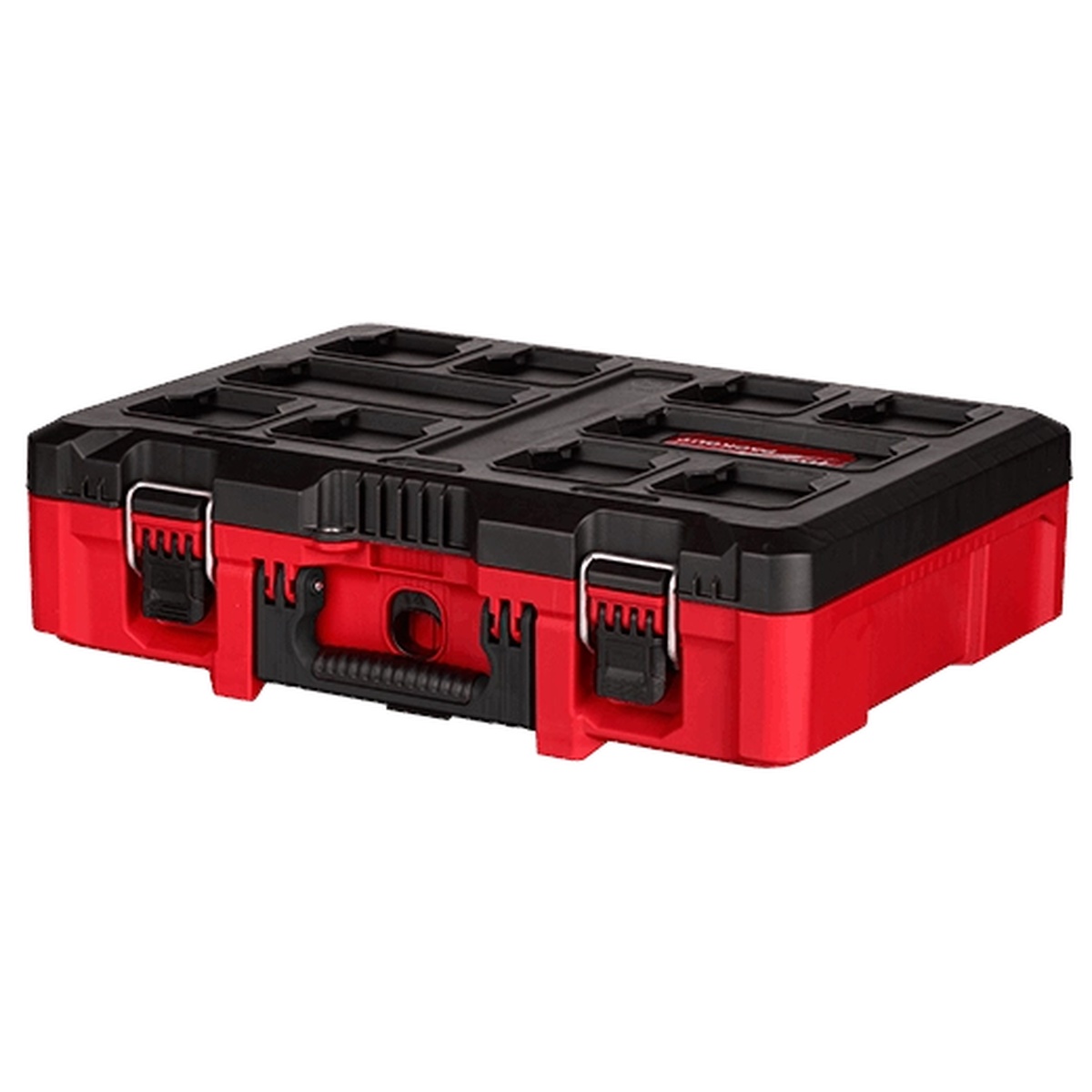 Milwaukee 48-22-8450 PACKOUT Tool Case with Customizable Insert closed and latched for secure transport in a service truck or workshop