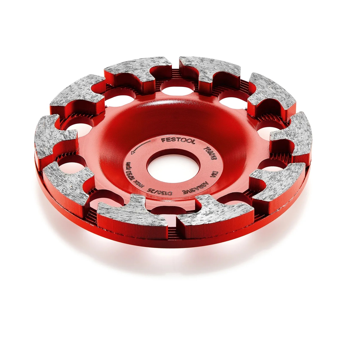 Festool 768018 DIA ABRASIVE-D130 PREMIUM Diamond Disc close-up showing segmented diamond rim and grinding surface in studio view