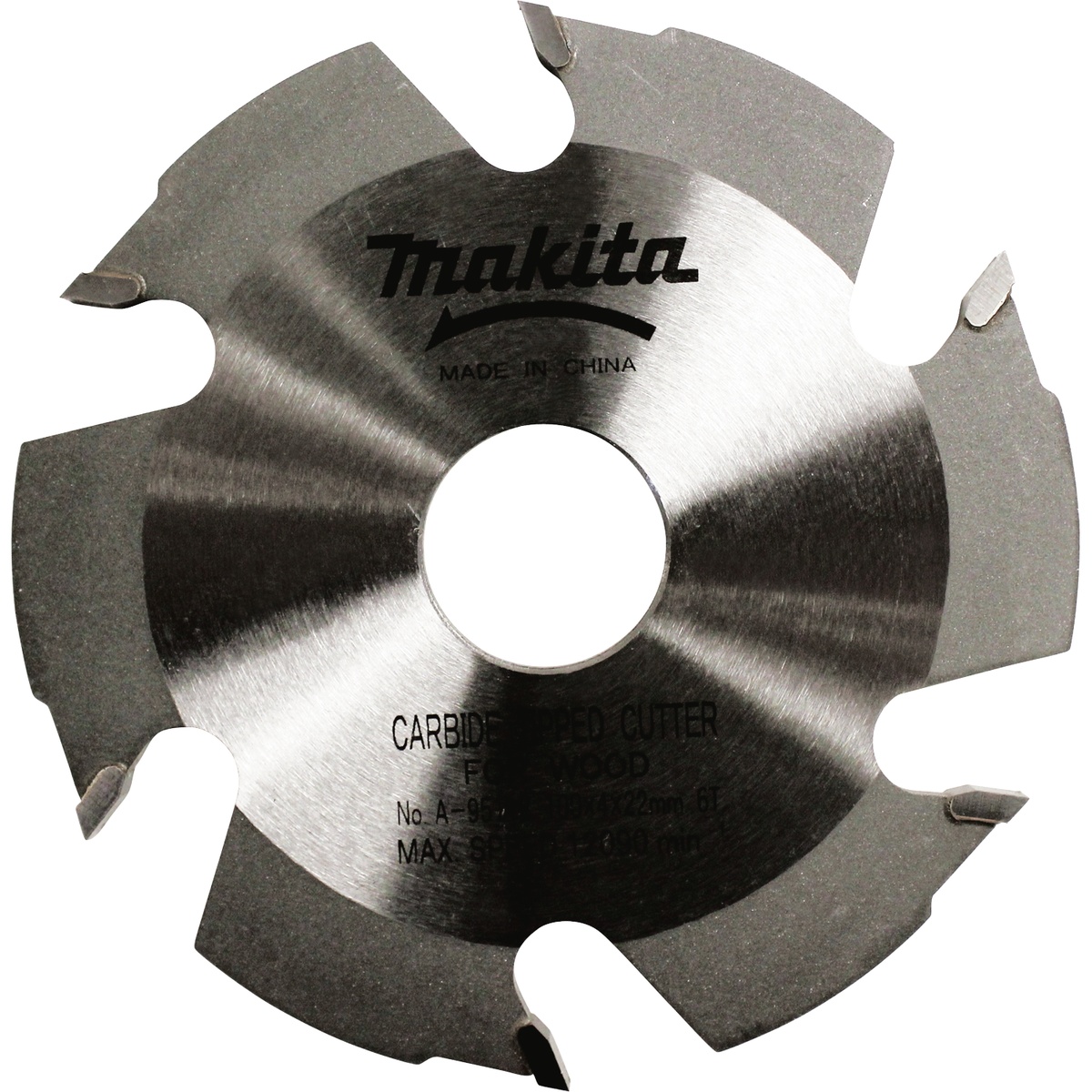 Makita A-95118 4 inch Carbide Tipped Blade for Plate Joiner shown as a replacement cutter for biscuit joinery work in woodshop and cabinet assembly applications